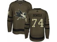 Youth Adidas San Jose Sharks #74 Dylan DeMelo Green Salute to Service NHL Jersey