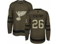 Youth Adidas St. Louis Blues #26 Paul Stastny Green Salute to Service NHL Jersey
