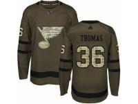 Youth Adidas St. Louis Blues #36 Robert Thomas Green Salute to Service NHL Jersey