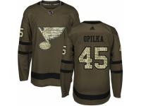 Youth Adidas St. Louis Blues #45 Luke Opilka Green Salute to Service NHL Jersey