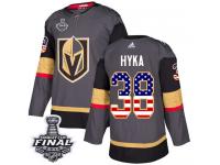 Youth Adidas Vegas Golden Knights #38 Tomas Hyka Gray Authentic USA Flag Fashion 2018 Stanley Cup Final NHL Jersey