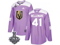 Youth Adidas Vegas Golden Knights #41 Pierre-Edouard Bellemare Purple Authentic Fights Cancer Practice 2018 Stanley Cup Final NHL Jersey