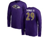 Youth Baltimore Ravens Earl Thomas III NFL Pro Line by Purple Primary Logo Long Sleeve T-Shirt