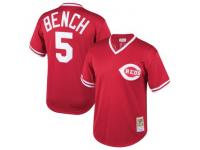 Youth Cincinnati Reds Johnny Bench Mitchell & Ness Red Cooperstown Collection Mesh Batting Practice Jersey