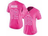 Youth Girl Nike Carolina Panthers #12 D.J. Moore Limited Pink Rush Fashion NFL Jersey