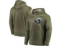 Youth Los Angeles Rams Nike Olive Salute to Service Sideline Therma Performance Pullover Hoodie