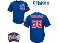 Youth Majestic Chicago Cubs #38 Carlos Zambrano Authentic Royal Blue Alternate 2016 World Series Bound Cool Base MLB Jersey