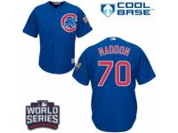 Youth Majestic Chicago Cubs #70 Joe Maddon Authentic Royal Blue Alternate 2016 World Series Bound Cool Base MLB Jersey