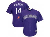 Youth Majestic Colorado Rockies Tony Wolters Purple Cool Base 2018 Spring Training Jersey