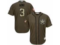 Youth Majestic Houston Astros #3 Norichika Aoki Authentic Green Salute to Service MLB Jersey