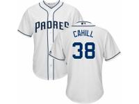 Youth Majestic San Diego Padres #38 Trevor Cahill Authentic White Home Cool Base MLB Jersey