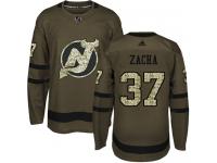 Youth New Jersey Devils #37 Pavel Zacha Adidas Green Authentic Salute To Service NHL Jersey