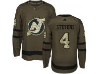 Youth New Jersey Devils #4 Scott Stevens Adidas Green Authentic Salute To Service NHL Jersey
