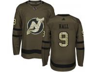 Youth New Jersey Devils #9 Taylor Hall Adidas Green Authentic Salute To Service NHL Jersey