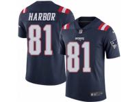 Youth Nike New England Patriots #81 Clay Harbor Limited Navy Blue Rush NFL Jersey