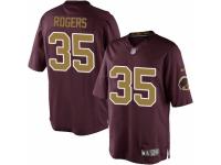 Youth Nike Washington Redskins #35 Justin Rogers Limited Burgundy Red Gold Number Alternate 80TH Anniversary NFL Jersey