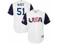 Youth USA Baseball Majestic #51 Jake McGee White 2017 World Baseball Classic Team Jersey