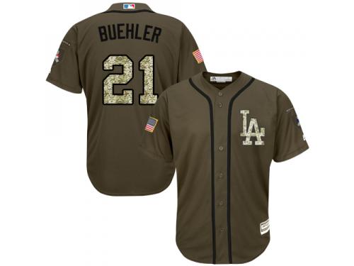 #21 Walker Buehler Green Baseball Men's Jersey Los Angeles Dodgers Salute to Service
