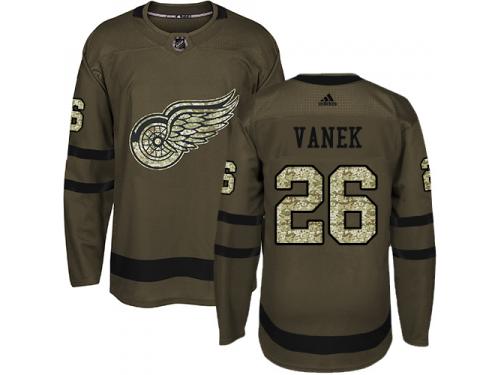 #26 Adidas Authentic Thomas Vanek Men's Green NHL Jersey - Detroit Red Wings Salute to Service