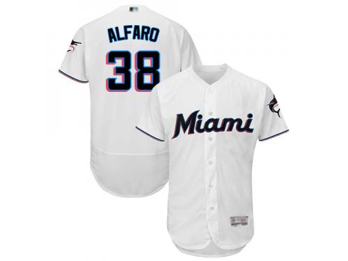 #38 Jorge Alfaro White Baseball Home Men's Jersey Miami Marlins Flex Base
