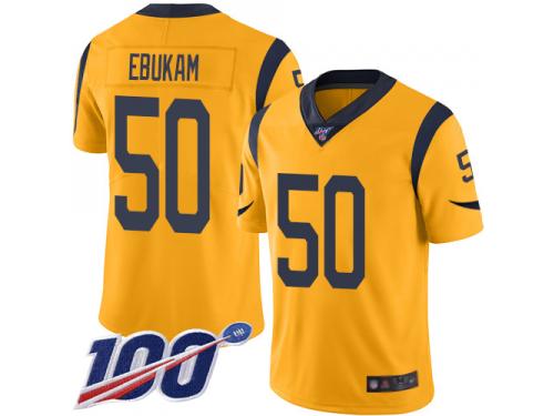 #50 Limited Samson Ebukam Gold Football Men's Jersey Los Angeles Rams Rush Vapor Untouchable 100th Season