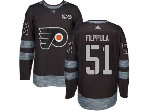 #51 Authentic Valtteri Filppula Black Adidas NHL Men's Jersey Philadelphia Flyers 1917-2017 100th Anniversary