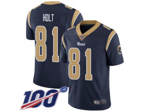 #81 Limited Torry Holt Navy Blue Football Home Men's Jersey Los Angeles Rams Vapor Untouchable 100th Season