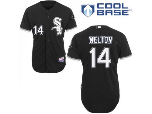 Black Bill Melton Men #14 Majestic MLB Chicago White Sox Cool Base Alternate Jersey
