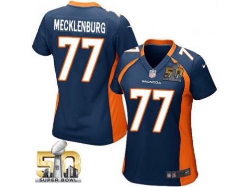Game Karl Mecklenburg WoMen Jersey - Denver Broncos #77 Alternate Navy Blue Super Bowl 50 Bound Nike NFL