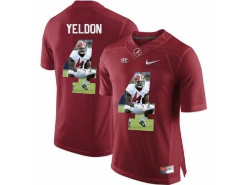 Men Alabama Crimson Tide #4 T.J. Yeldon Red With Portrait Print College Football Jersey