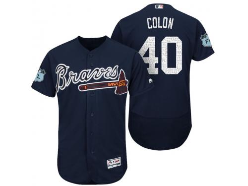 Men Atlanta Braves Bartolo Colon #40 Navy 2017 Spring Training Flex Base Jersey