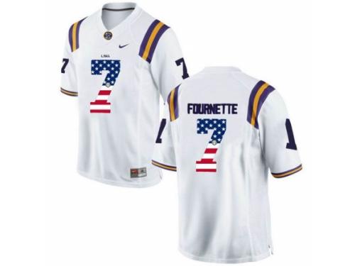 Men LSU Tigers #7 Leonard Fournette White USA Flag College Football Limited Jersey
