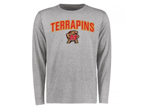 Men Maryland Terrapins Proud Mascot Long Sleeve T-Shirt - Ash