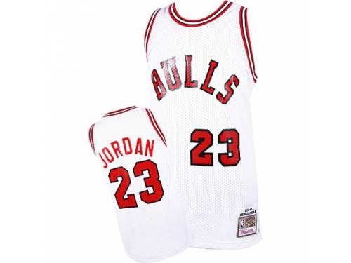 Men Mitchell and Ness Chicago Bulls #23 Michael Jordan Swingman White 1984-1985 Hardwood Classics Throwback NBA Jersey