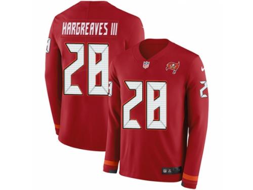 Men Nike Tampa Bay Buccaneers #28 Vernon Hargreaves III Limited Red Therma Long Sleeve NFL Jersey