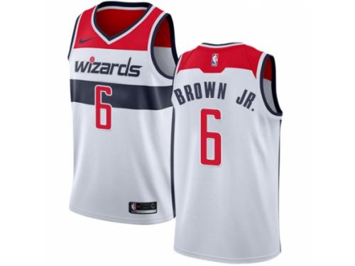 Men Nike Washington Wizards #6 Troy Brown Jr. White NBA Jersey - Association Edition