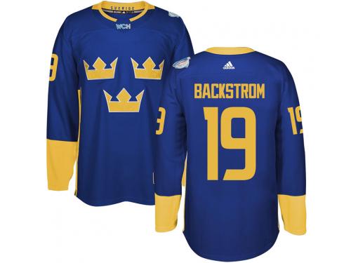 Men Team Sweden #19 Nicklas Backstrom 2016 World Cup of Hockey Royal Adidas Jerseys
