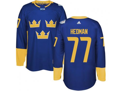 Men Team Sweden #77 Victor Hedman 2016 World Cup of Hockey Royal Adidas Jerseys