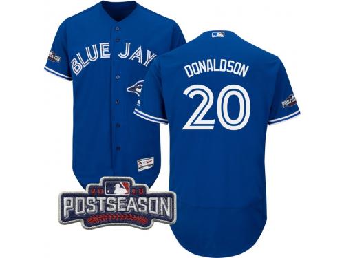Men Toronto Blue Jays Josh Donaldson #20 Royal 2016 Postseason Patch Flex Base Jersey
