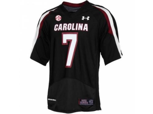 Men Under Armour South Carolina Gamecocks #7 Javedeon Clowney Black With SEC Patch Authentic NCAA Jersey