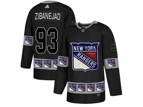Men's Adidas New York Rangers #93 Mika Zibanejad Black Authentic Team Logo Fashion NHL Jersey