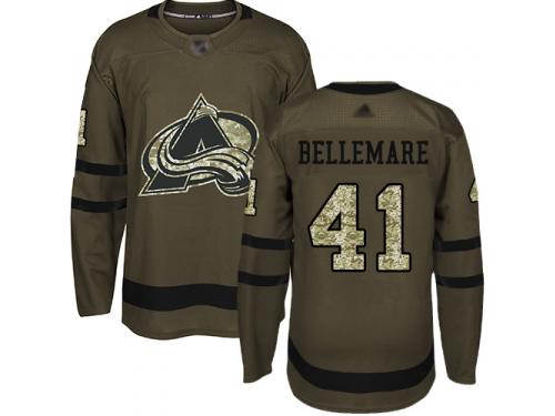 Men's Hockey Colorado Avalanche #41 Pierre-Edouard Bellemare Jersey Green Salute to Service