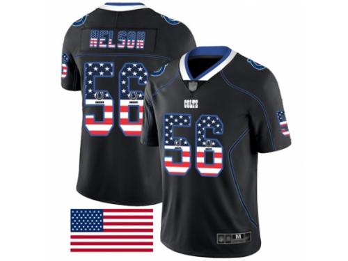Men's Indianapolis Colts #56 Quenton Nelson Limited Black Rush USA Flag Football Jersey