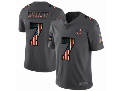 Men's Indianapolis Colts #7 Jacoby Brissett Limited Black USA Flag 2019 Salute To Service Football Jersey