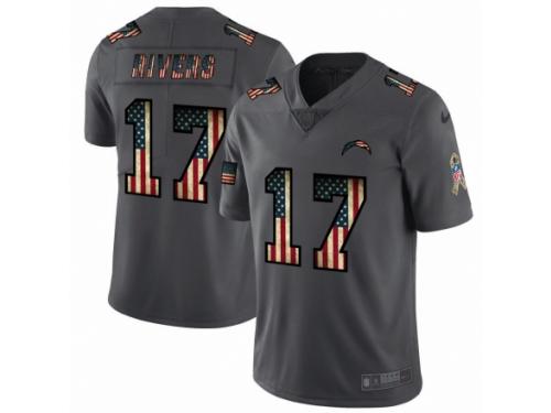 Men's Los Angeles Chargers #17 Philip Rivers Limited Black USA Flag 2019 Salute To Service Football Jersey