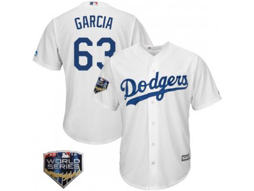 Men's Majestic Yimi Garcia Los Angeles Dodgers White Cool Base Home 2018 World Series Jersey