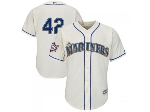 Men's Seattle Mariners Majestic Cream 2018 Jackie Robinson Day Official Cool Base Jersey