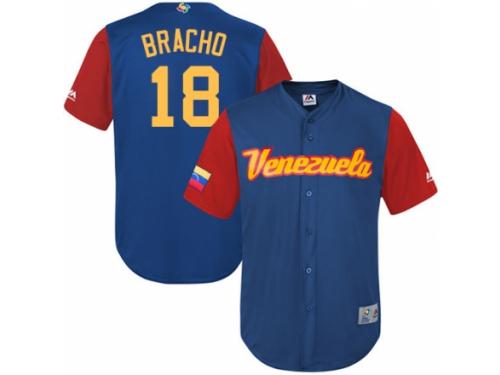 Men's Venezuela Baseball Majestic #18 Silvino Bracho Royal Blue 2017 World Baseball Classic Team Jersey