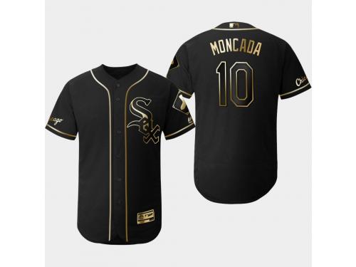 Men's White Sox 2019 Black Golden Edition Yoan Moncada Flex Base Stitched Jersey