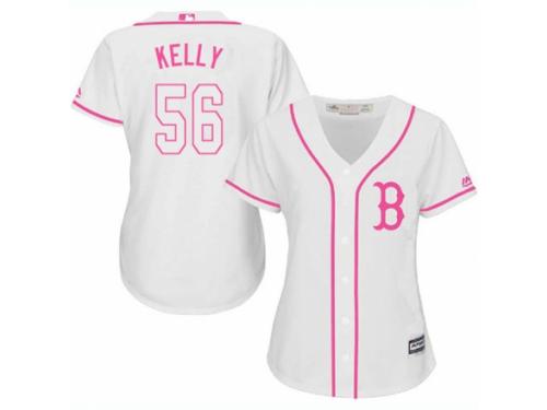 Women Majestic Boston Red Sox #56 Joe Kelly White Fashion MLB Jersey